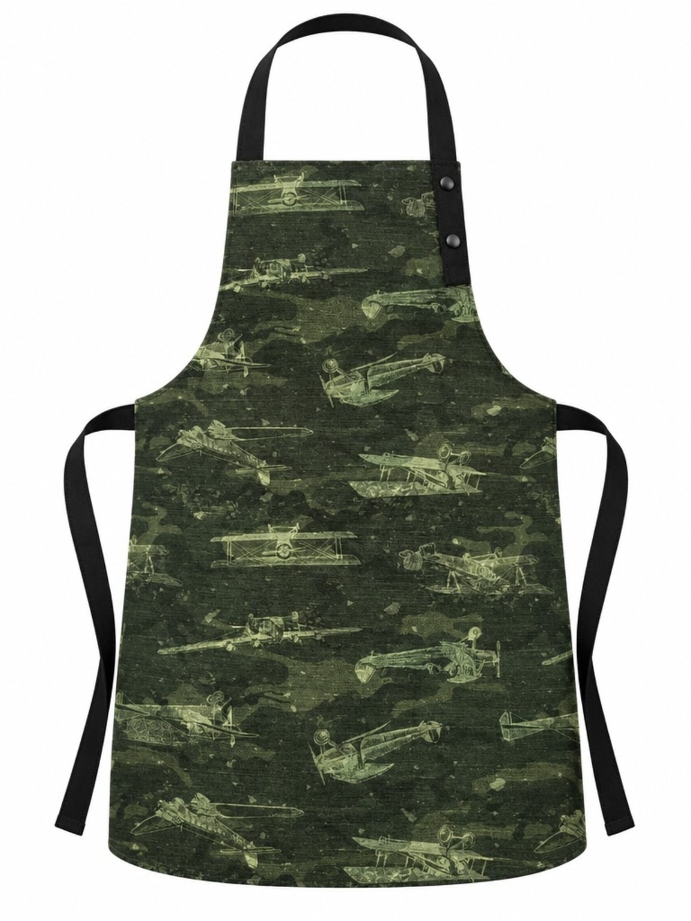 Kids Canvas Apron %100 Cotton Canvas Camo Vintage Airplain Print Size 8-12 Years
